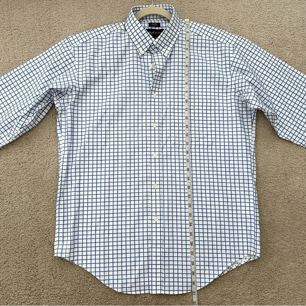 Joseph & Feiss Blue & White Checkered Non Iron Classic Fit Cotton Dress Shirt
